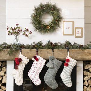 Hearth & Hand Festive Stockings - Cream, Red, Gray